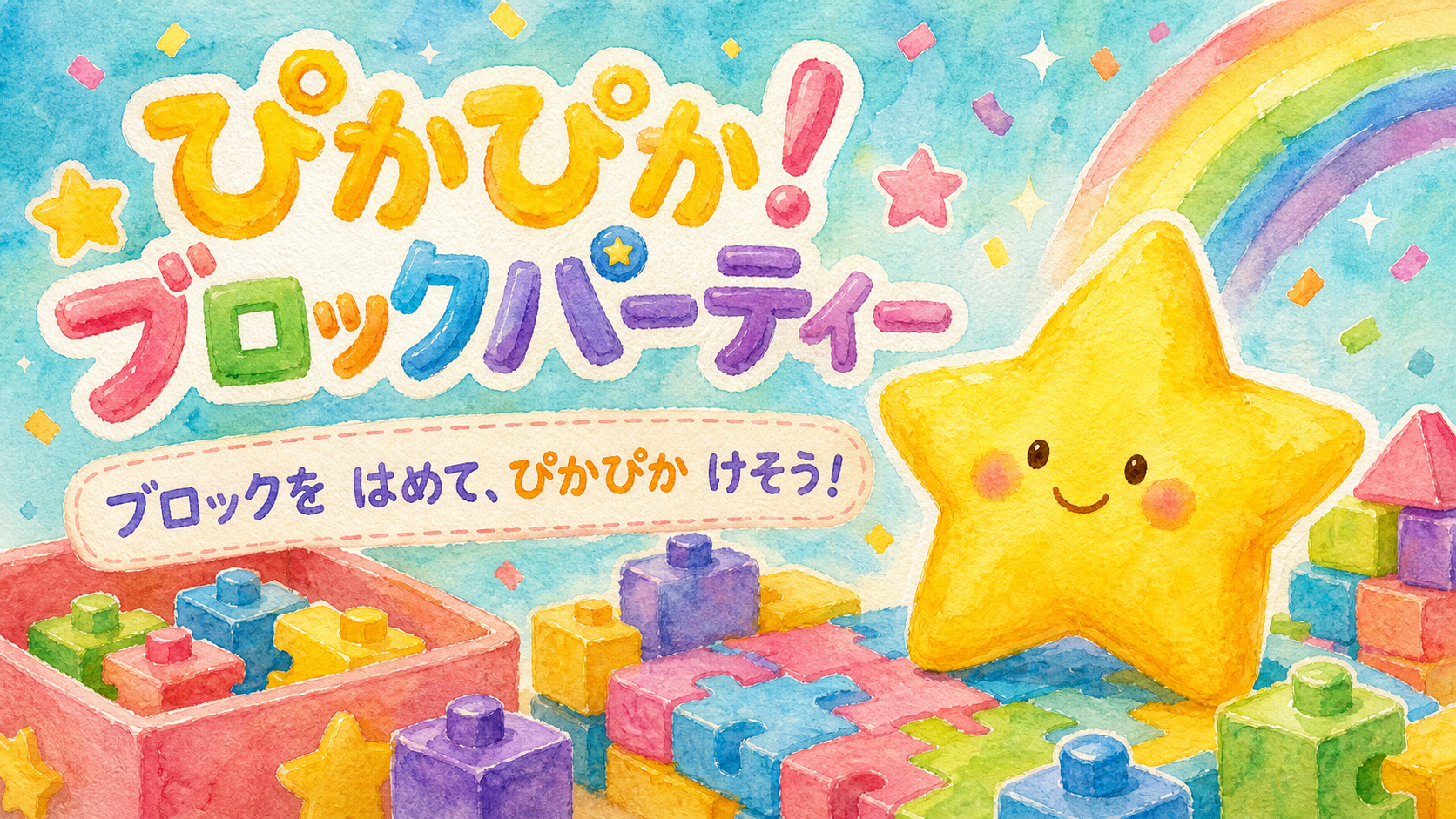 星のピカリとカラフルなおもちゃブロック